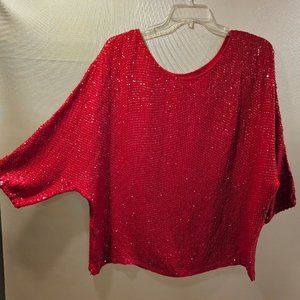 Timeless by Naeem Khan - Red Sequin Blouse